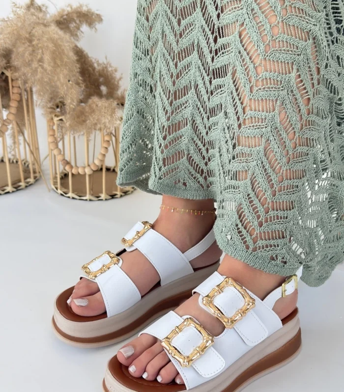 Stan Beyaz Cilt Sandalet